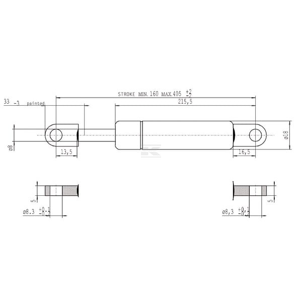 Sprężyna gazowa L405 mm 250N Stabilus CA094773 | Exvi