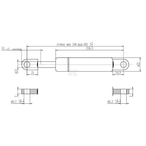 Sprężyna gazowa L485 mm 1150N Stabilus CA095001 | Exvi