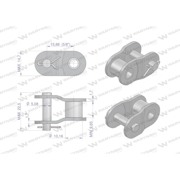 Półogniwo łańcucha prosta płytka P10B-1 (R1 P10B1-P | Exvi
