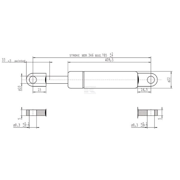 Sprężyna gazowa L785.5 mm 500N Stabilus CA095184 | Exvi