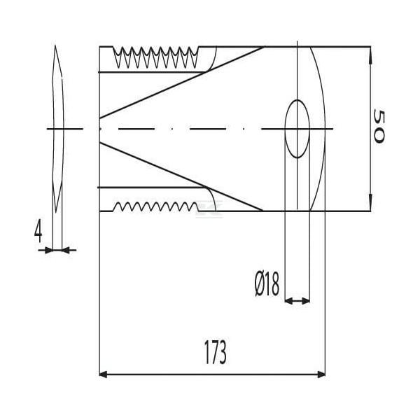 Nóż rozdrabniacza do słomy 173x50x4 mm Ø 18 281440N | Exvi