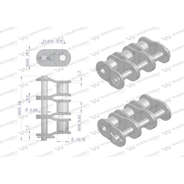Półogniwo łańcucha P10B-3 (R3 5/8) Waryński P10B3 | Exvi