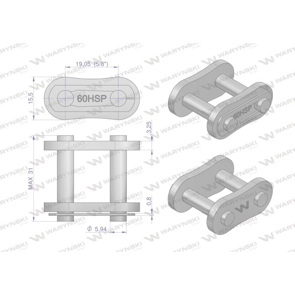 Zamek łańcucha wzmocnionego Z60SP (R1 3/4) Z60HSP | Exvi