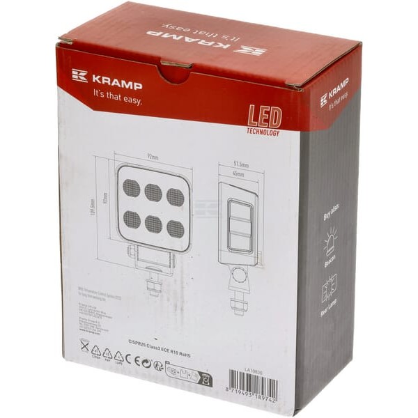 Lampa robocza LED, kwadratowa 60W 6600lm LA10830 | Exvi