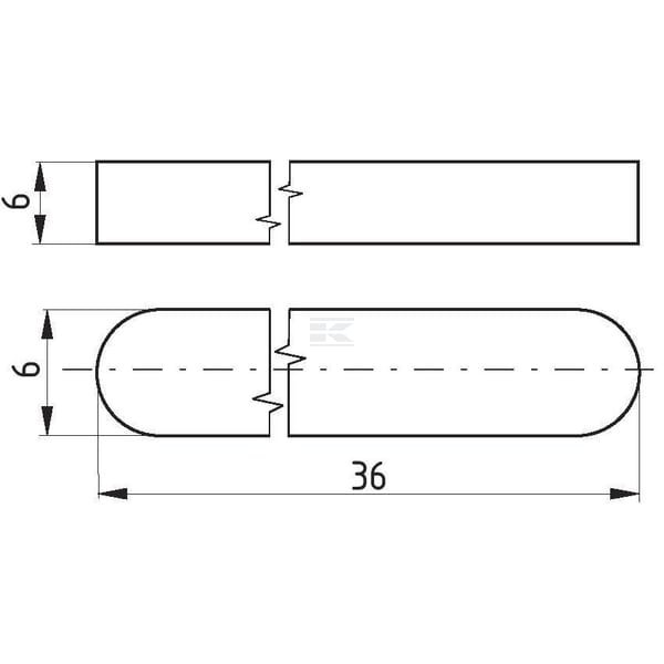 Wpust pryzmatyczny Kramp, 6 x 6 x 35 mm 68856635 | Exvi
