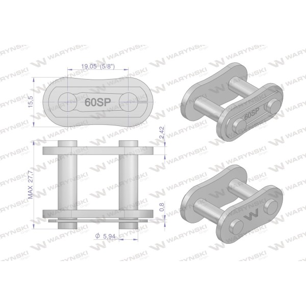 Zamek łańcucha Z60SP (R1 3/4) Waryński ( sprzedawane | Exvi