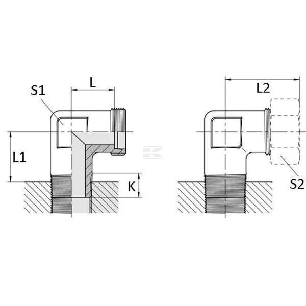 Przyłącze kolankowe M16x1.5 10L - M14x1.5 WEV10LM14 | Exvi