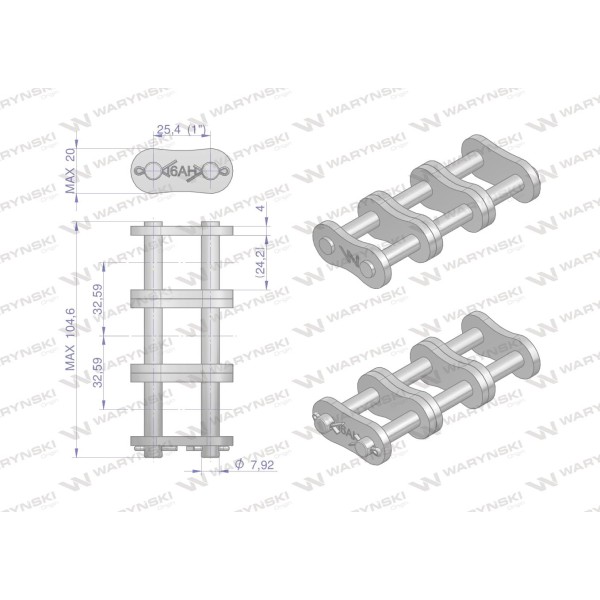 Zamek łańcucha przemysłowego Z16AH-3 ANSI A Z16AH3 | Exvi