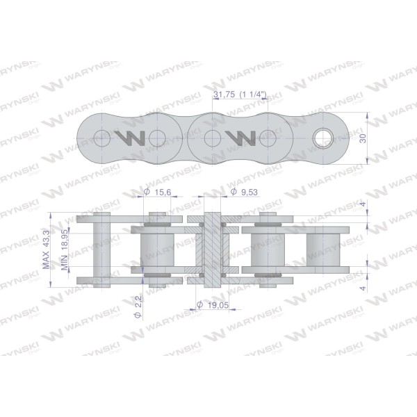 Łańcuch rolkowy z oringiem ANSI A 100 (R1 L100OR | Exvi