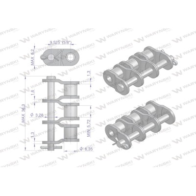 Półogniwo łańcucha P06B-3 (R3 3/8) Waryński P06B3 | Exvi