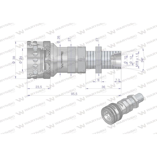 Szybkozłącze hydrauliczne gniazdo long WIAM18MZL | Exvi