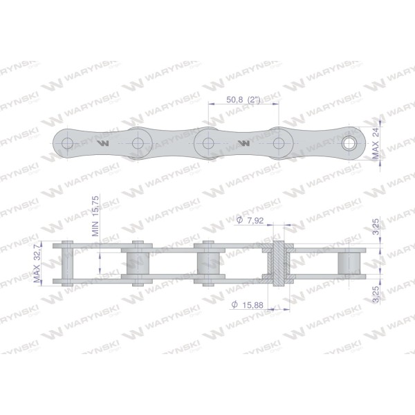 Łańcuch rolkowy 216A 2080 (R1 2) 5 m Waryński L216A | Exvi