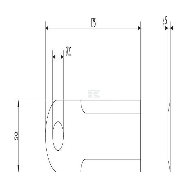 Nóż rozdrabniacza do słomy 175x50x4.5 mm Ø 281415Z | Exvi