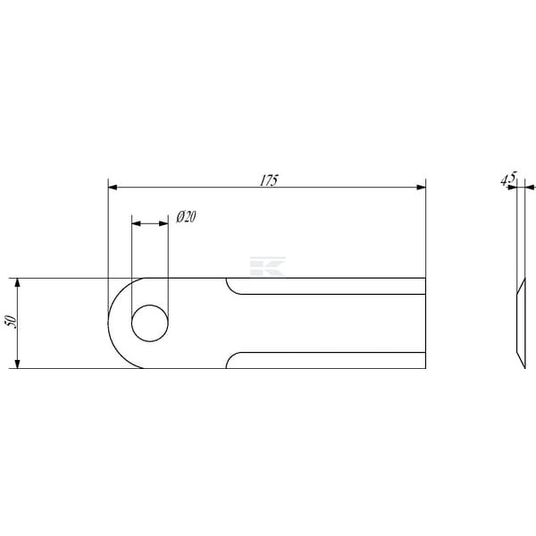 Nóż rozdrabniacza do słomy 175x50x4.5 mm Ø 281415Z | Exvi