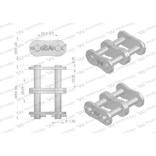 Zamek łańcucha wzmocnionego Z16A-2 ANSI A 80 Z16A2 | Exvi