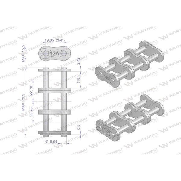 Zamek łańcucha wzmocnionego Z12A-3 ANSI A 60 Z12A3 | Exvi