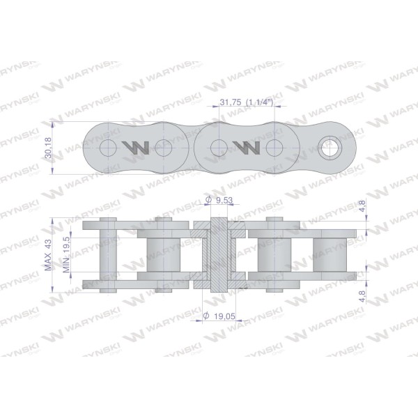 Łańcuch rolkowy 20AH-1-56PS ANSI A 100 H L20AH1-56PS | Exvi