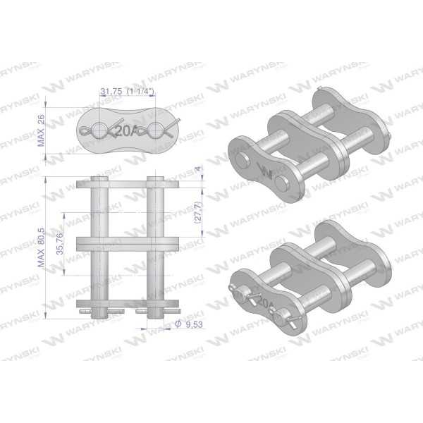 Zamek łańcucha wzmocnionego Z20A-2 ANSI A 100 Z20A2 | Exvi