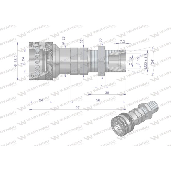 Szybkozłącze hydrauliczne gniazdo long WIAM22MZL | Exvi