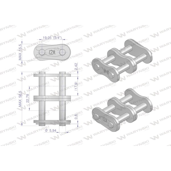 Zamek łańcucha wzmocnionego Z12A-2 ANSI A 60 Z12A2 | Exvi