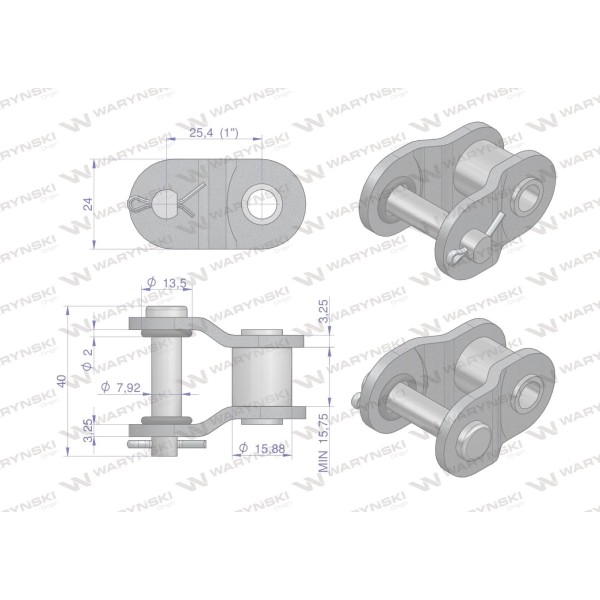Półogniwo łańcucha z oringiem ANSI A 80 (R1 1) P80OR | Exvi