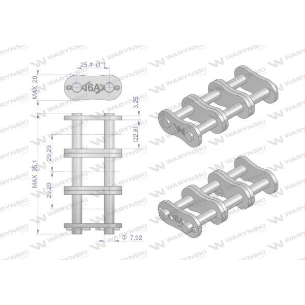 Zamek łańcucha wzmocnionego Z16A-3 ANSI A 80 Z16A3 | Exvi