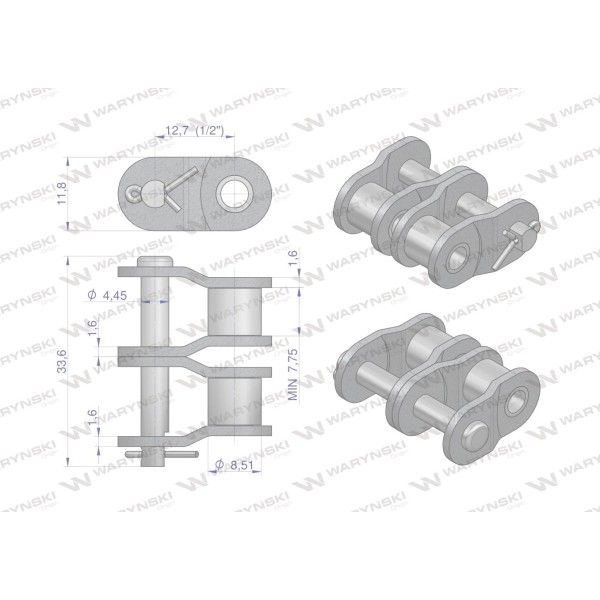 Półogniwo łańcucha prosta płytka P08B-2 (R2 P08B2-P | Exvi