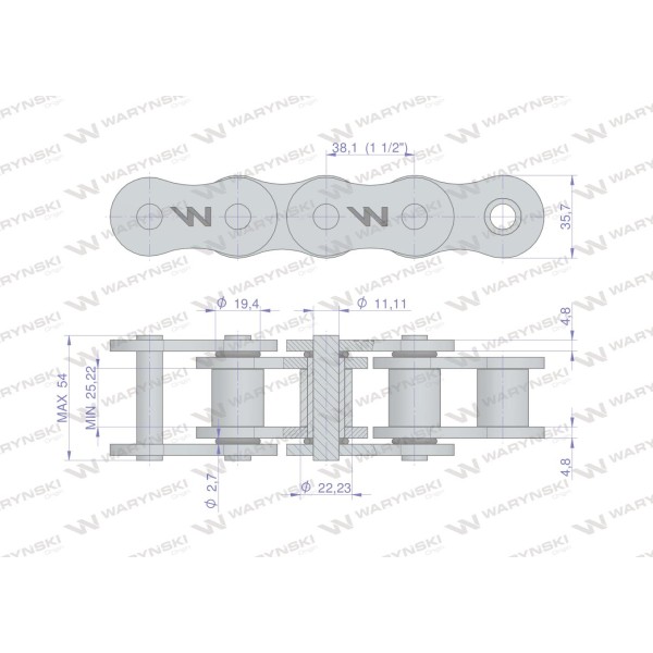 Łańcuch rolkowy z oringiem ANSI A 120 (R1 L120OR | Exvi