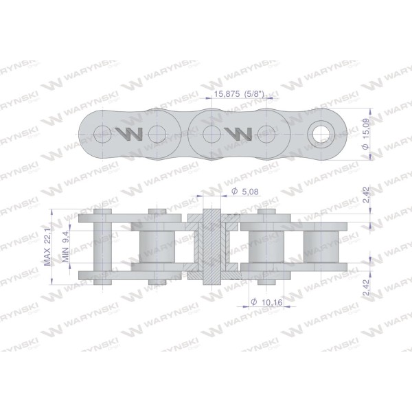 Łańcuch rolkowy wzmocniony 50SP (R1 5/8) 5m L50HSP | Exvi