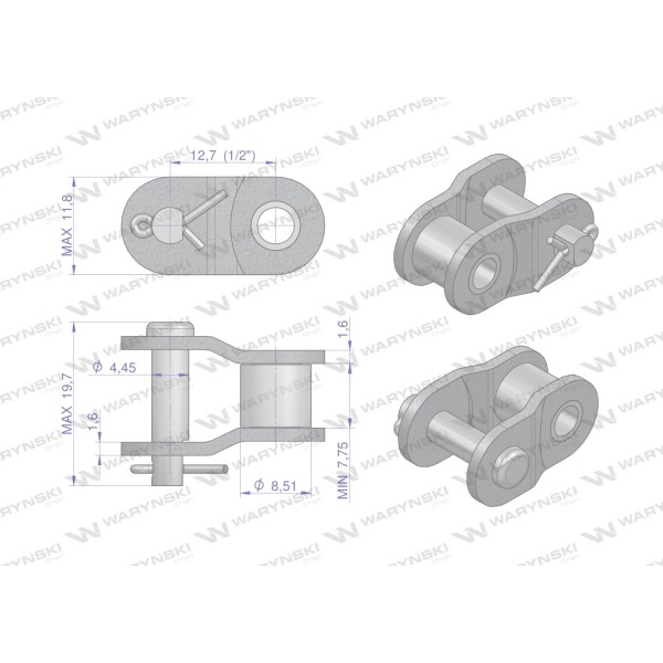 Półogniwo łańcucha prosta płytka P08B-1 (R1 P08B1-P | Exvi