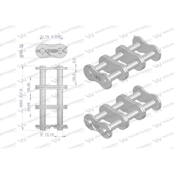 Zamek łańcucha Z20B-3 (R3 1.1/4) Waryński Z20B3 | Exvi