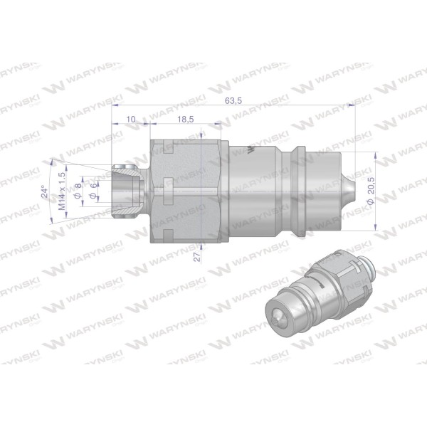 Szybkozłącze hydrauliczne wtyczka M14x1.5 WIAM14SZ | Exvi