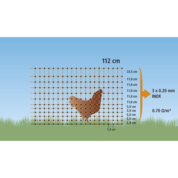 Siatka zabezpieczająca drób 50 m, 106 cm 292272 | Exvi