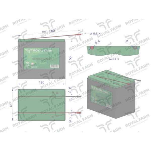 Bateria 90Ah 9V 6AS6 ROYAL FARM 201031012 RF-10200104 | Exvi