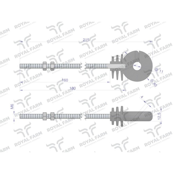 Izolator okrągły z gwintemdługi M6X180 RF-10181602 | Exvi