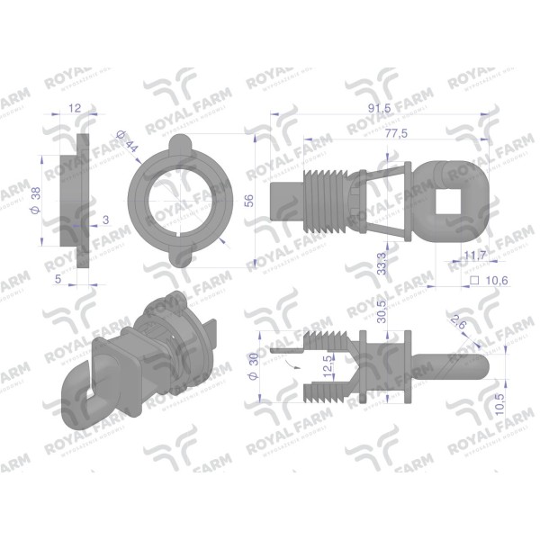 Izolator z nakrętką do drutu i plecionki RF-10190214 | Exvi