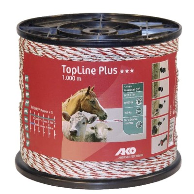 Plecionka TopLine Plus, biało/czerwona, 1000 449120 | Exvi