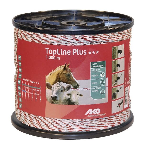 Plecionka TopLine Plus, biało/czerwona, 1000 449120 | Exvi