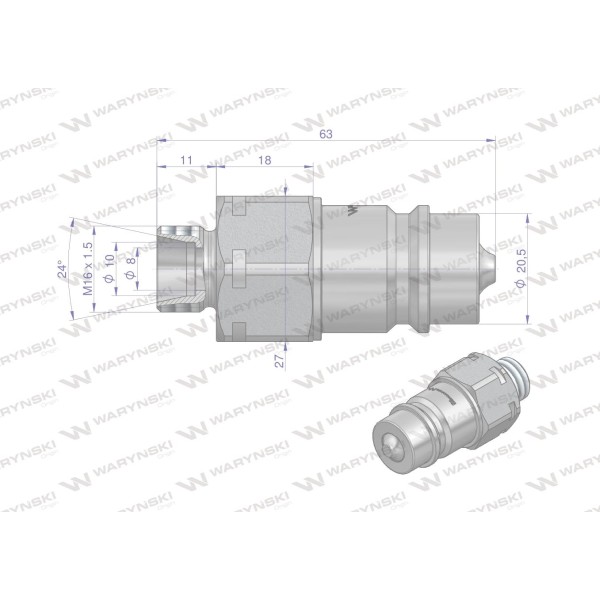 Szybkozłącze hydrauliczne wtyczka M16x1.5 WIAM16SZ | Exvi