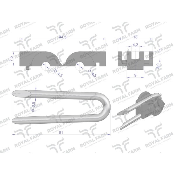 Izolator ze skobelkiem G60 ROYAL FARM RF-10190205 | Exvi