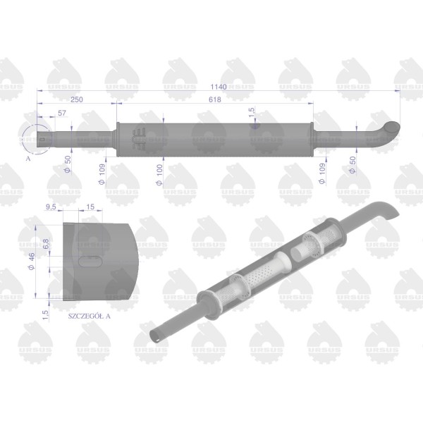 Tłumik okrągły 1140mm 5kg C-360 ORYGINAŁ 42/10-207/0 | Exvi