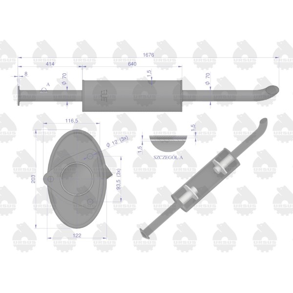 Tłumik TURBO 1676mm 9.8kg C-385 ORYGINAŁ 89/01-404/0 | Exvi