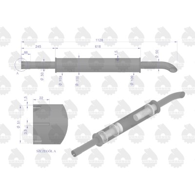 Tłumik 1128mm 3029104M1 4.8kg MF3 C-3603P 3029049U | Exvi