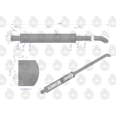 Tłumik 1590mm 6kg MF4 ORYGINAŁ URSUS 3029104U | Exvi