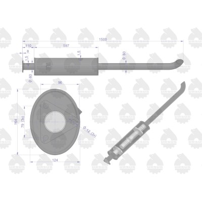 Tłumik 1500mm 7kg ZETOR ORYGINAŁ URSUS 70/01-142/3 | Exvi