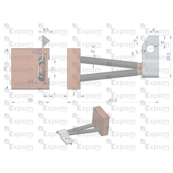Komplet Szczotek 8x25x23 rozrusznika R-10 303431.1EX | Exvi