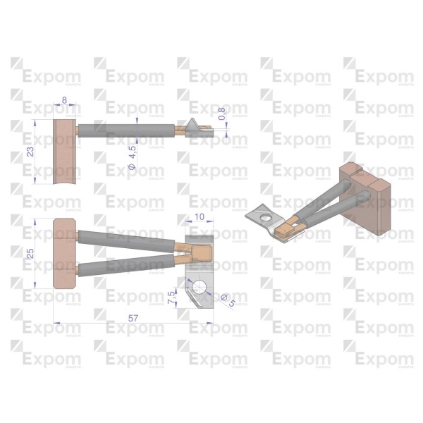 Szczotka 8x25x23 rozrusznika R-10 (20 SZT) 303431EX | Exvi