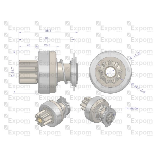 Zespół sprzęgający rozrusznika Zetor 16/91-217/9 | Exvi