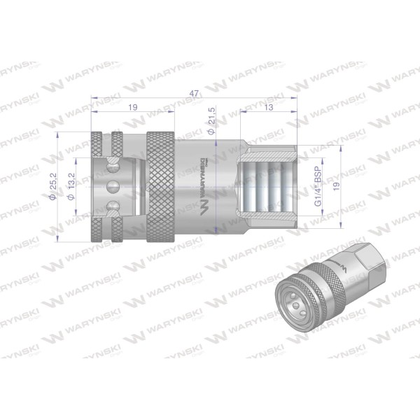 Szybkozłącze hydrauliczne gniazdo G1/4"BSP WIAR14MW | Exvi