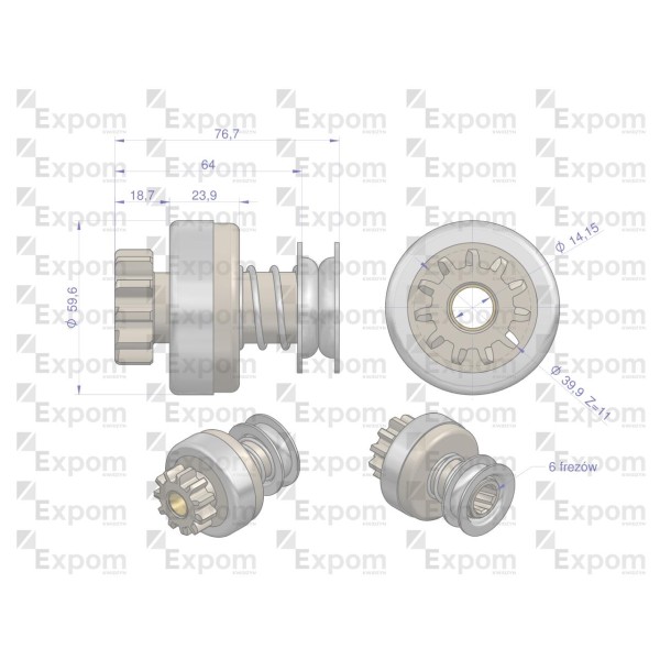 Zespół sprzęgający rozrusznika 054898 054898EX | Exvi